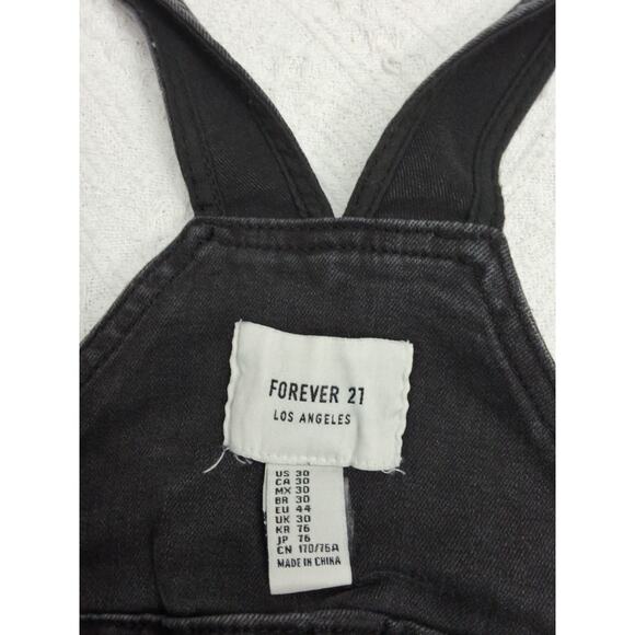 FOREVER 21 Black DENIM Distressed CUTOFF Shorts Overalls Sz 10 Punk Grunge Metal - Picture 3 of 8